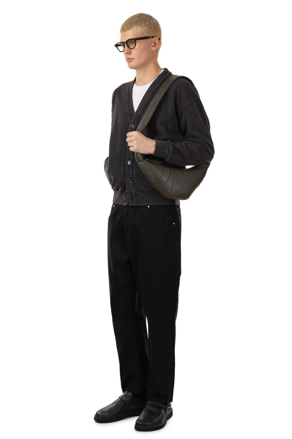 JW Anderson - Garment Dye V Neck Cardigan - Washed Black